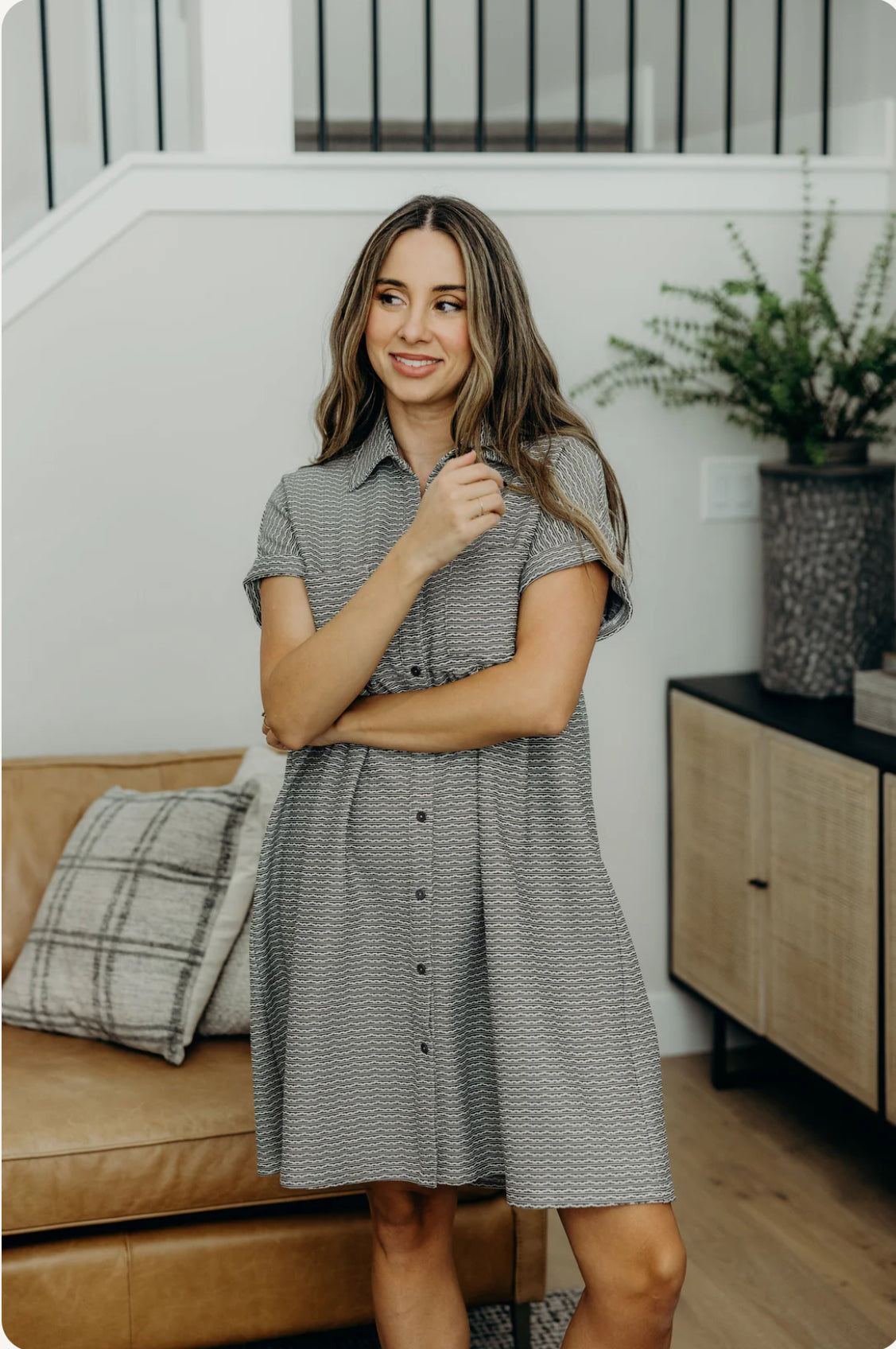 Women’s Mikarose The Zuri Shirt Dress – Fit & Flare Knee-Length with Pockets