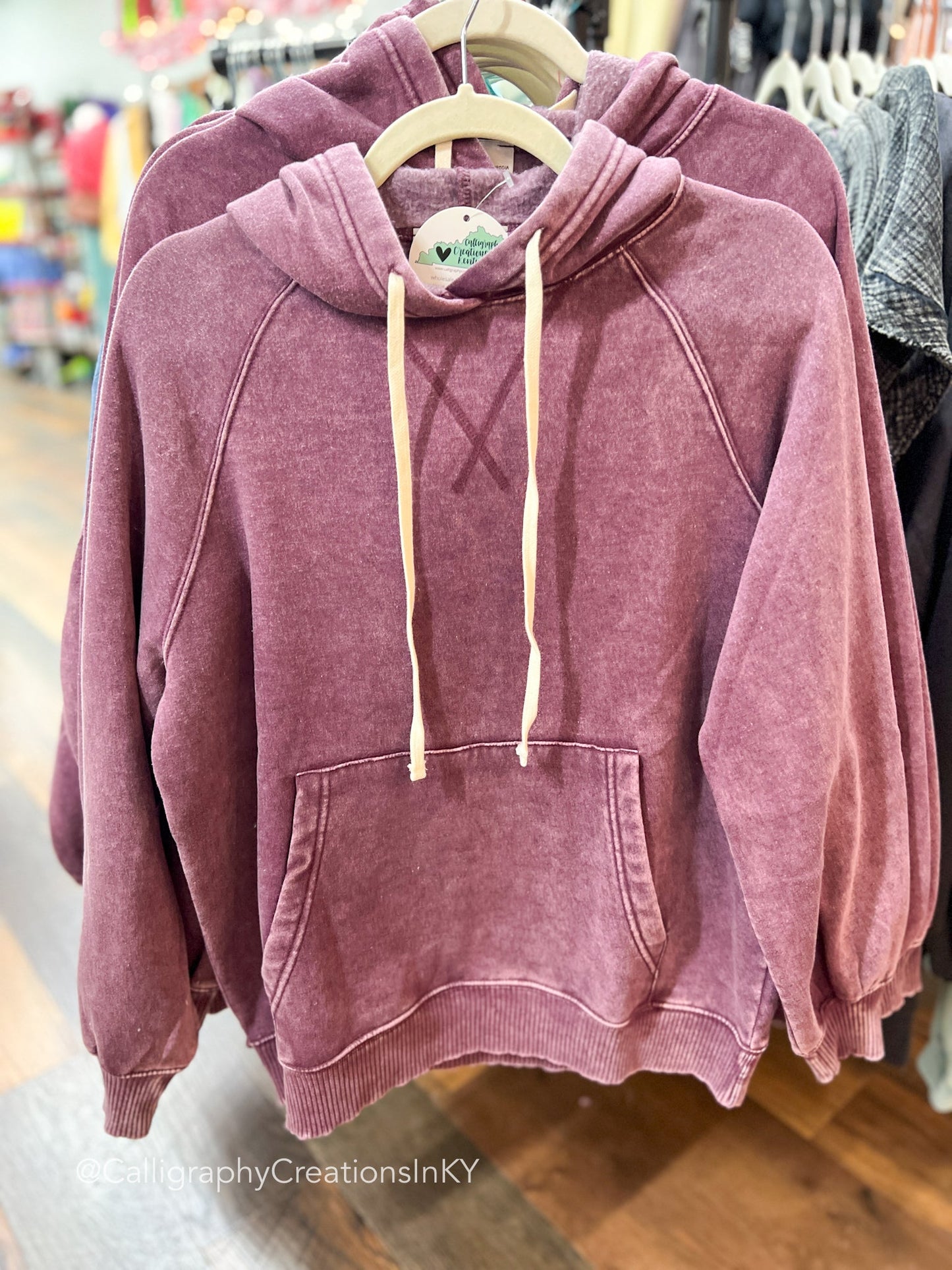Eggplant | Acid Wash Hoodie - Talk of the Town