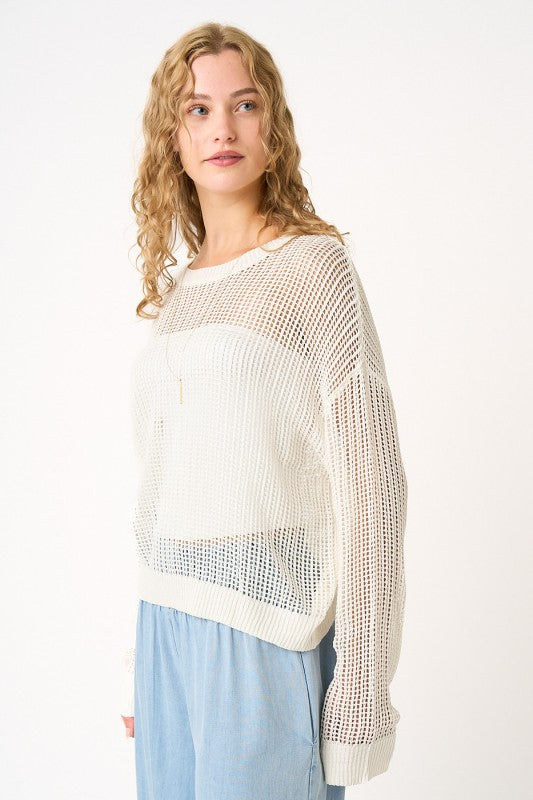 Bohemian open knit layering sweater