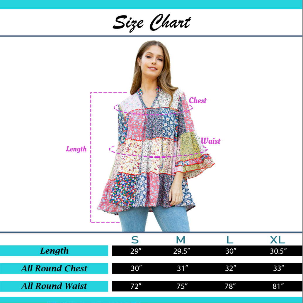 Boho Patchwork Tunic Top