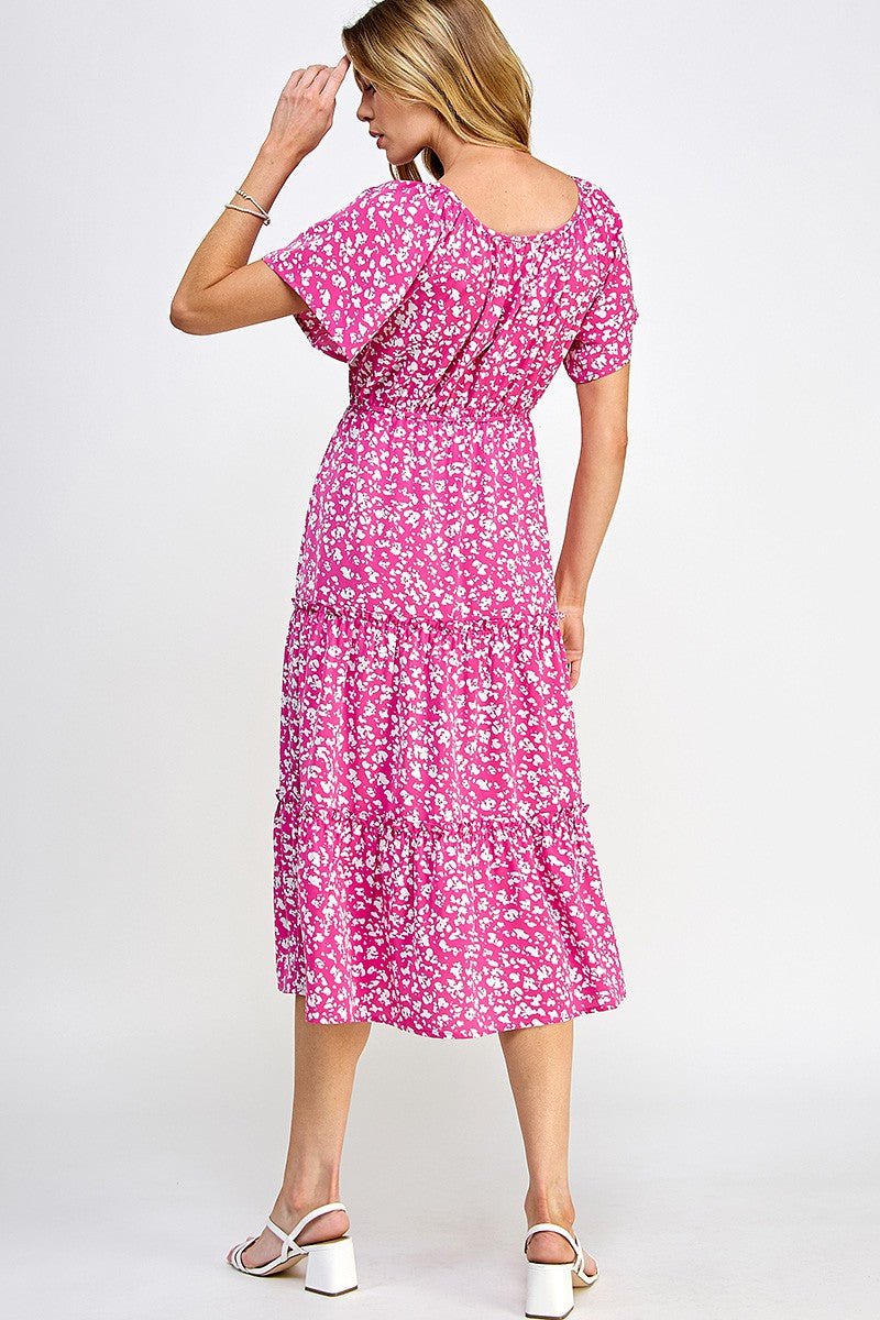 Tie Front Printed Midi Dress