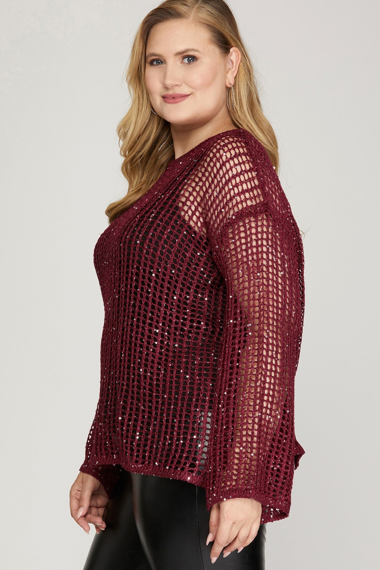 Sequin Fish Net Plus Top