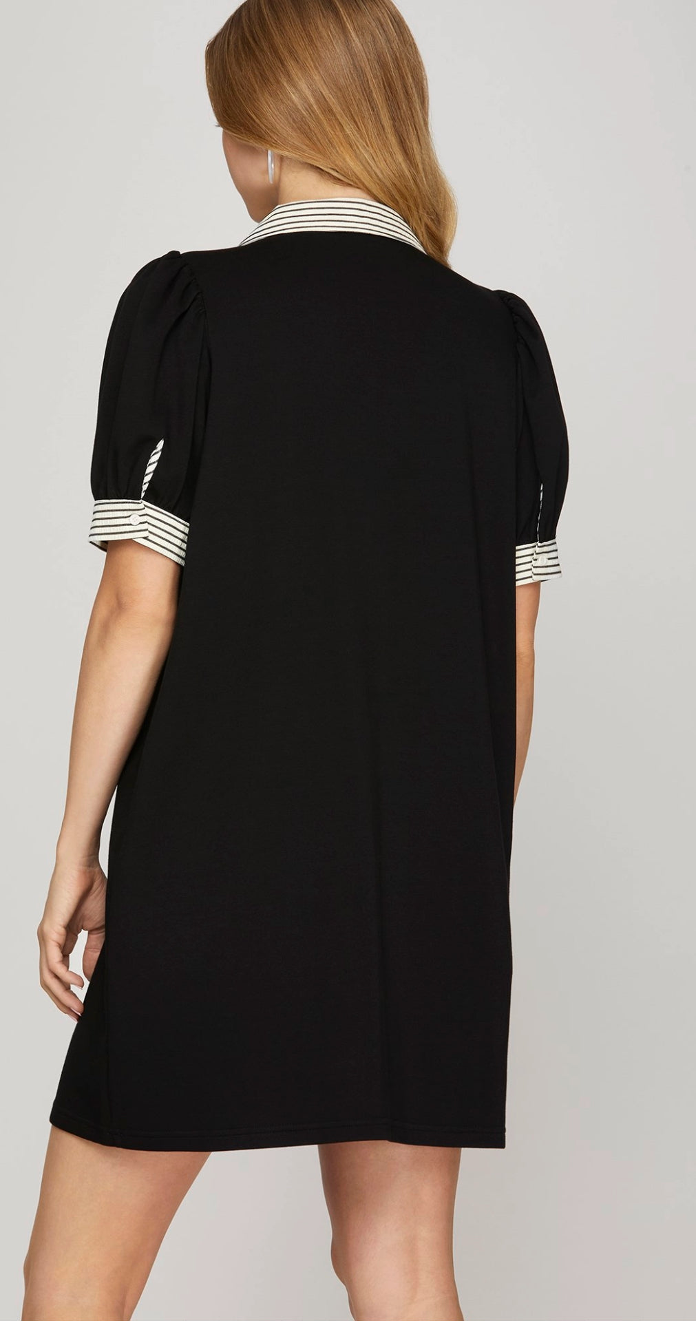 Short Sleeve Mini Dress Striped Trim