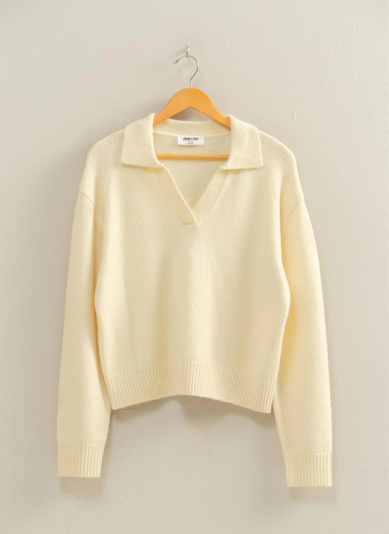 V-Neck Collared Knit Sweater