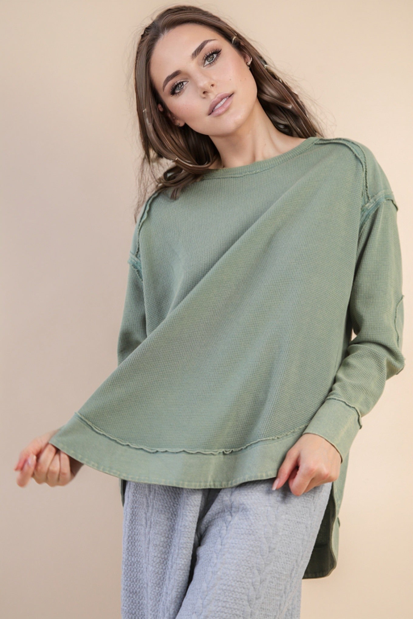 Oversized Mineral Washed Knit Top