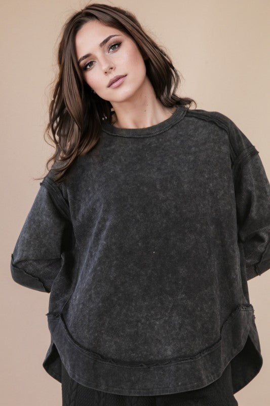 Oversized Mineral Washed Knit Top