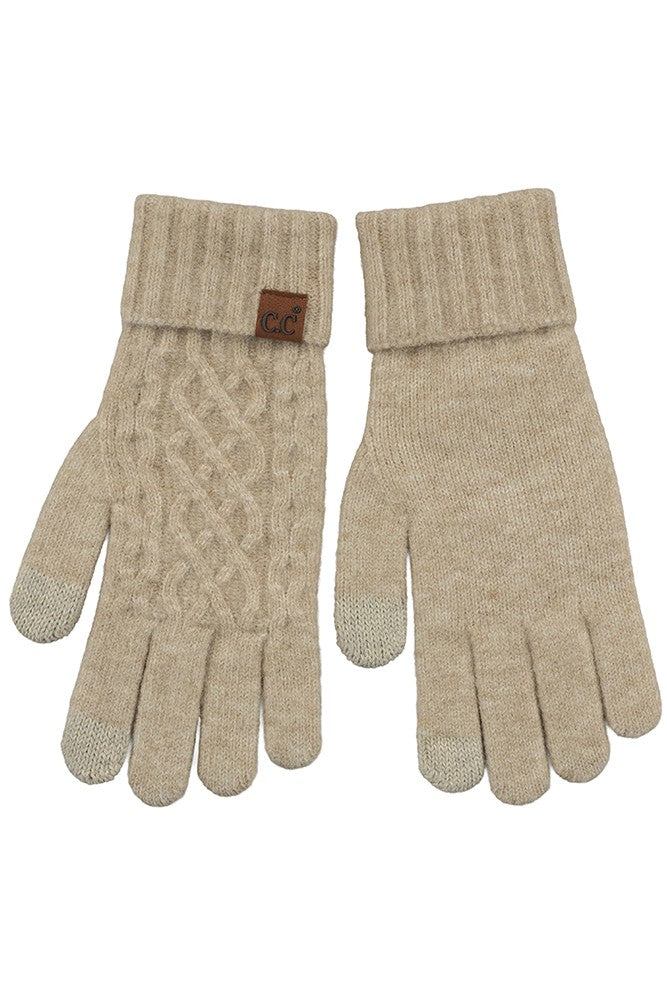 C.C Solid Cable Knit Winter Gloves