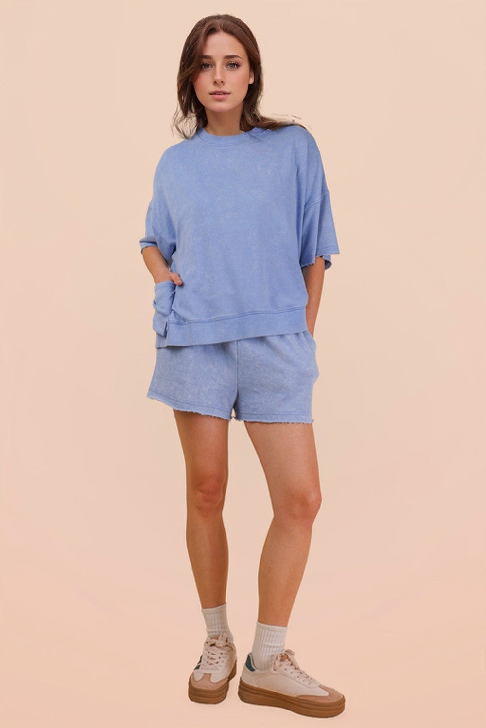 Denim • Mineral Wash Shirt/Shorts Set