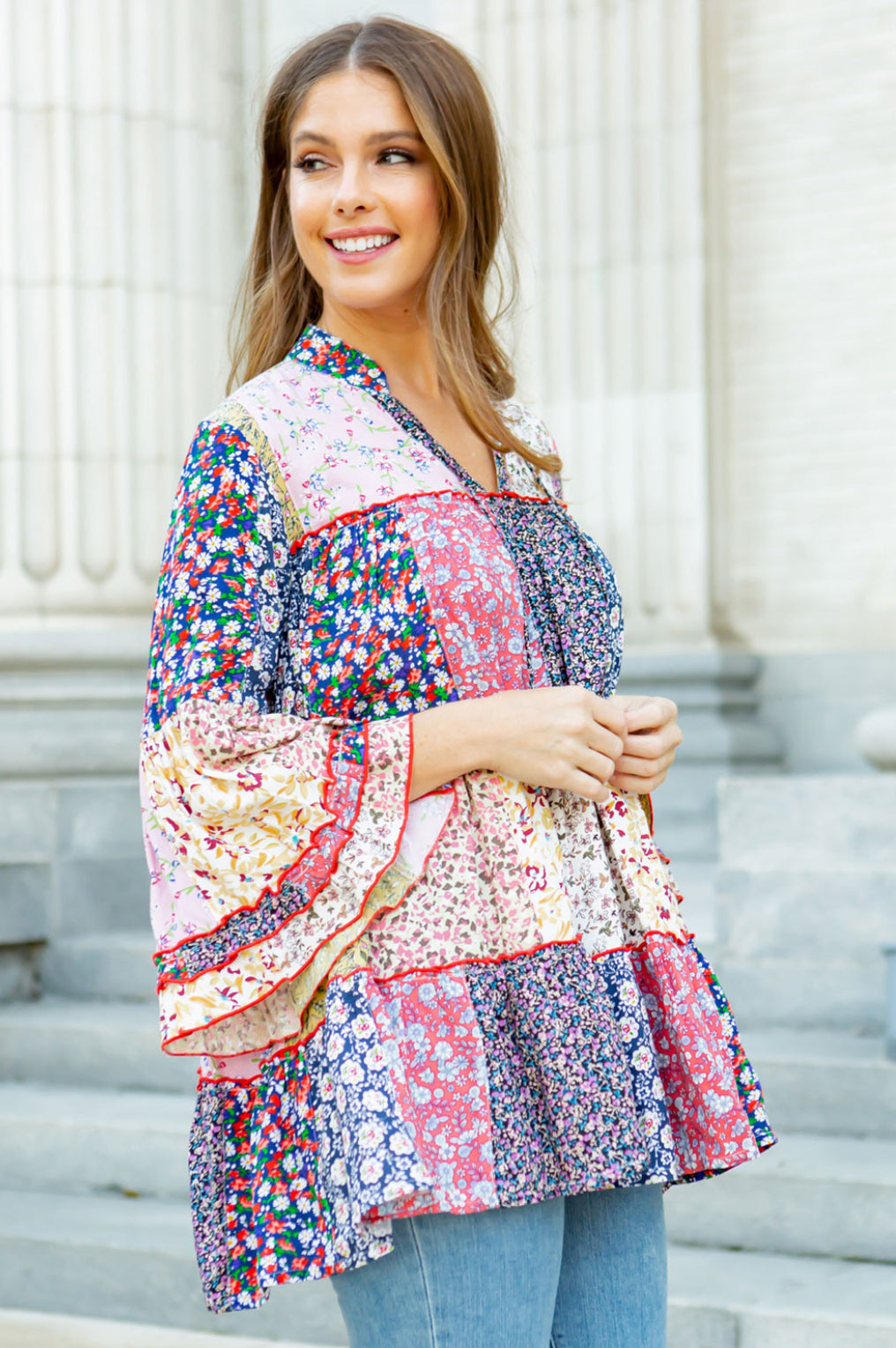 Boho Patchwork Tunic Top