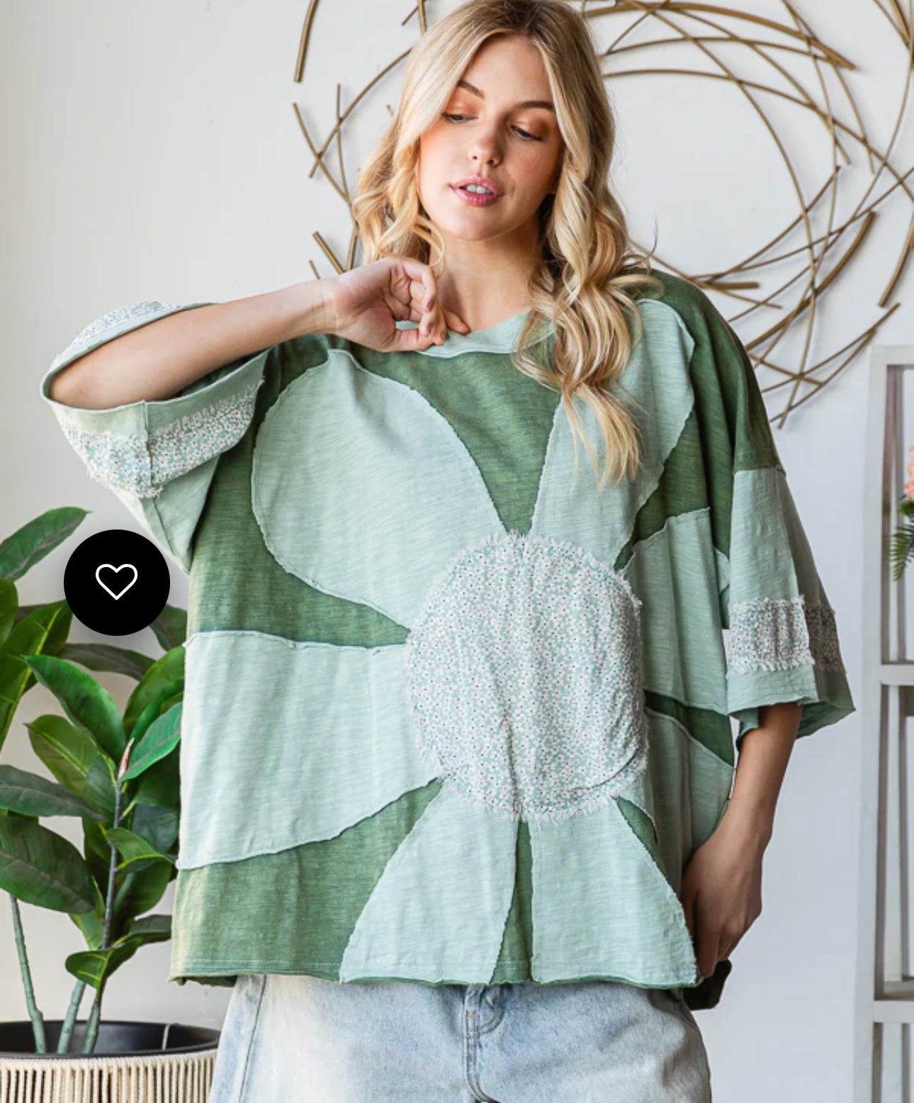 Washed Daisy Patch Top