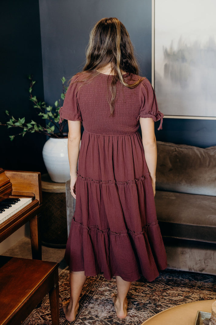 Mikarose Merritt Midi Dress – Modest Fit & Flare Short Sleeve Style
