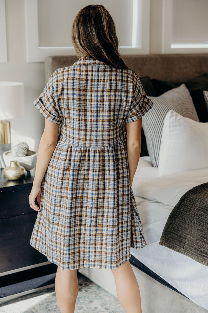 Fall Plaid Dress โ Mikarose Blance Knee-Length