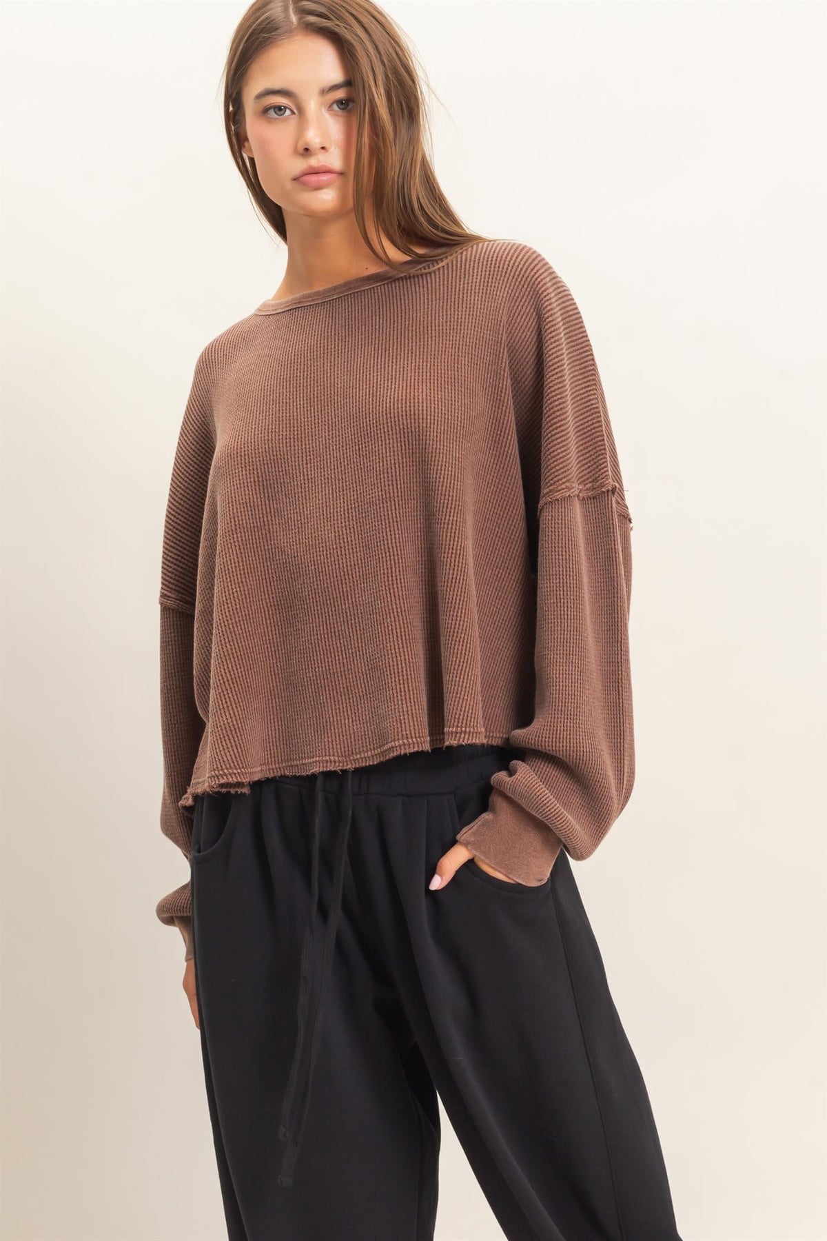 DZ-Mineral Wash Waffle Oversized Top