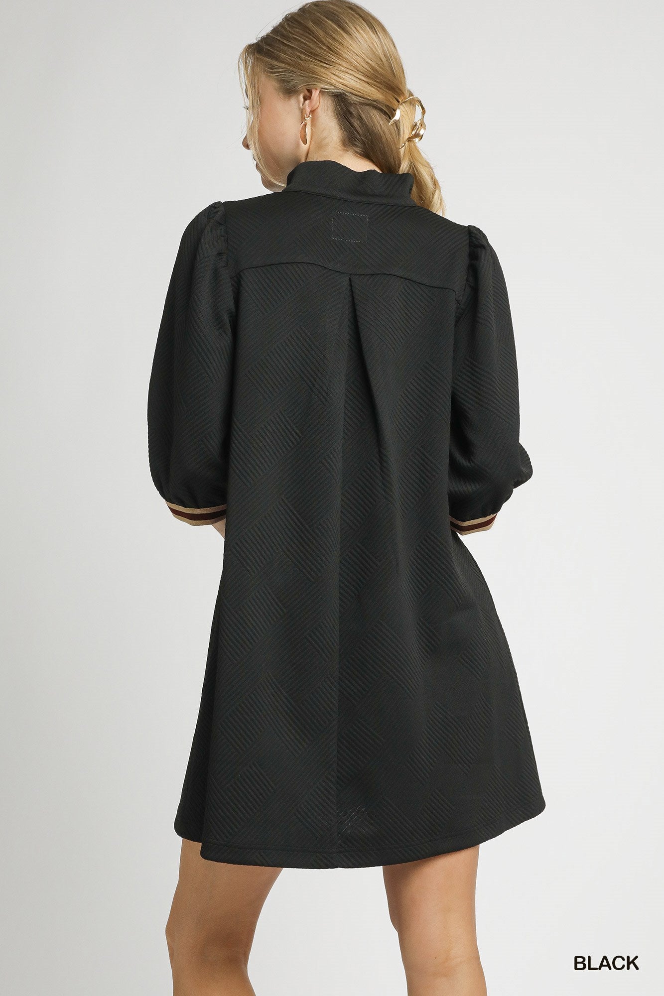 High Neck Jacquard Mini Dress