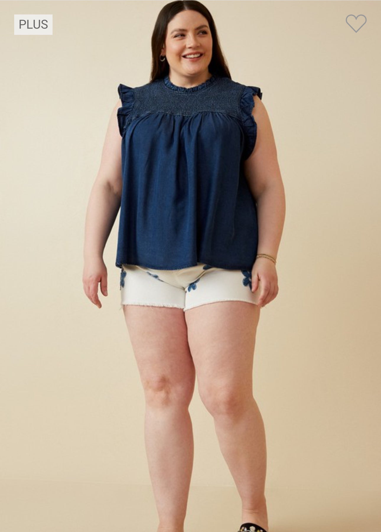 Women’s Washed Denim Smocked Tank