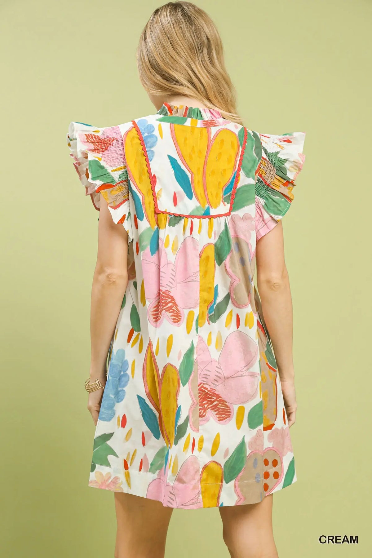 Umgee Printed High Neckline Mini Dress