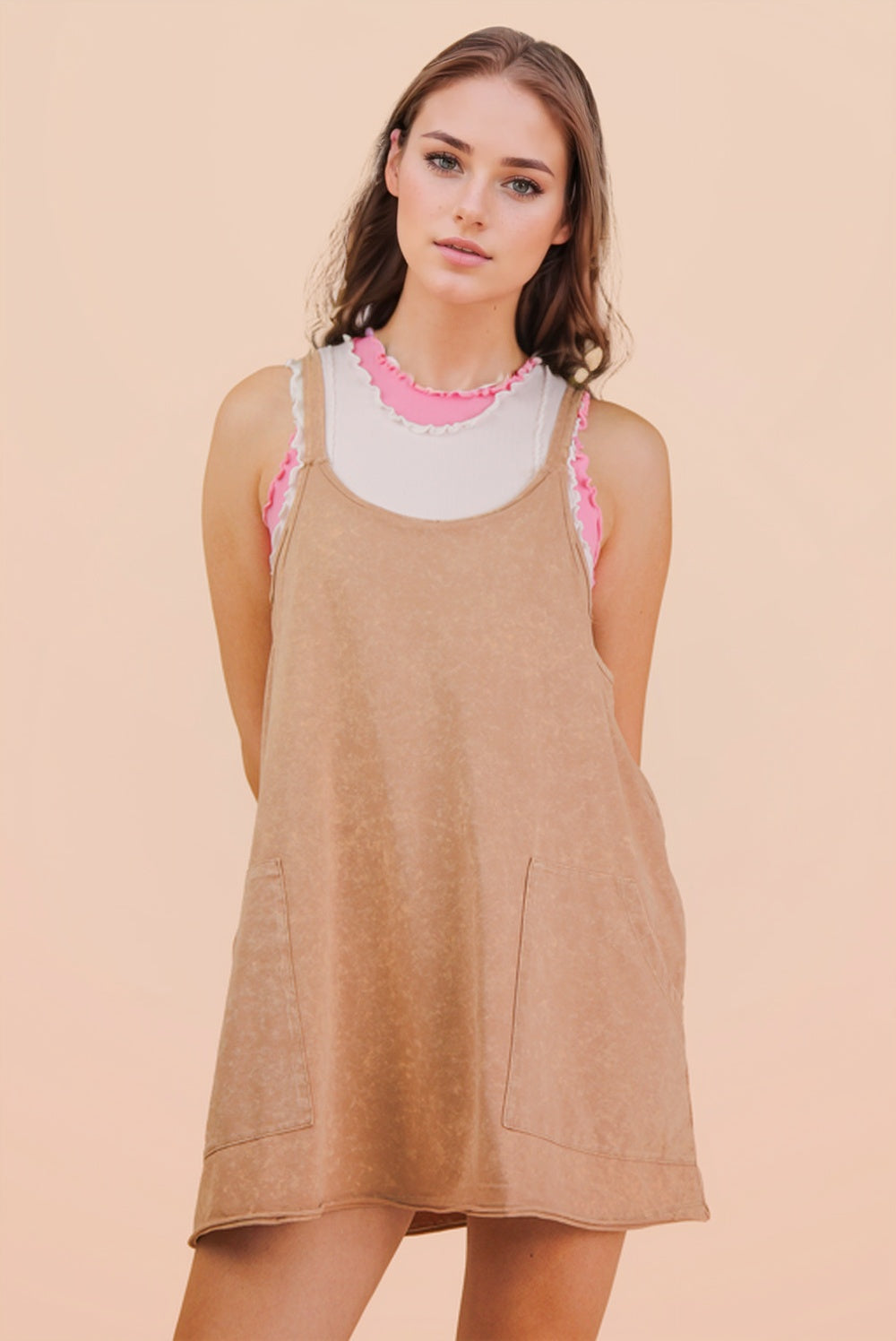 Very J-Mineral Washed Knit Mini Dress with Shorts Inside