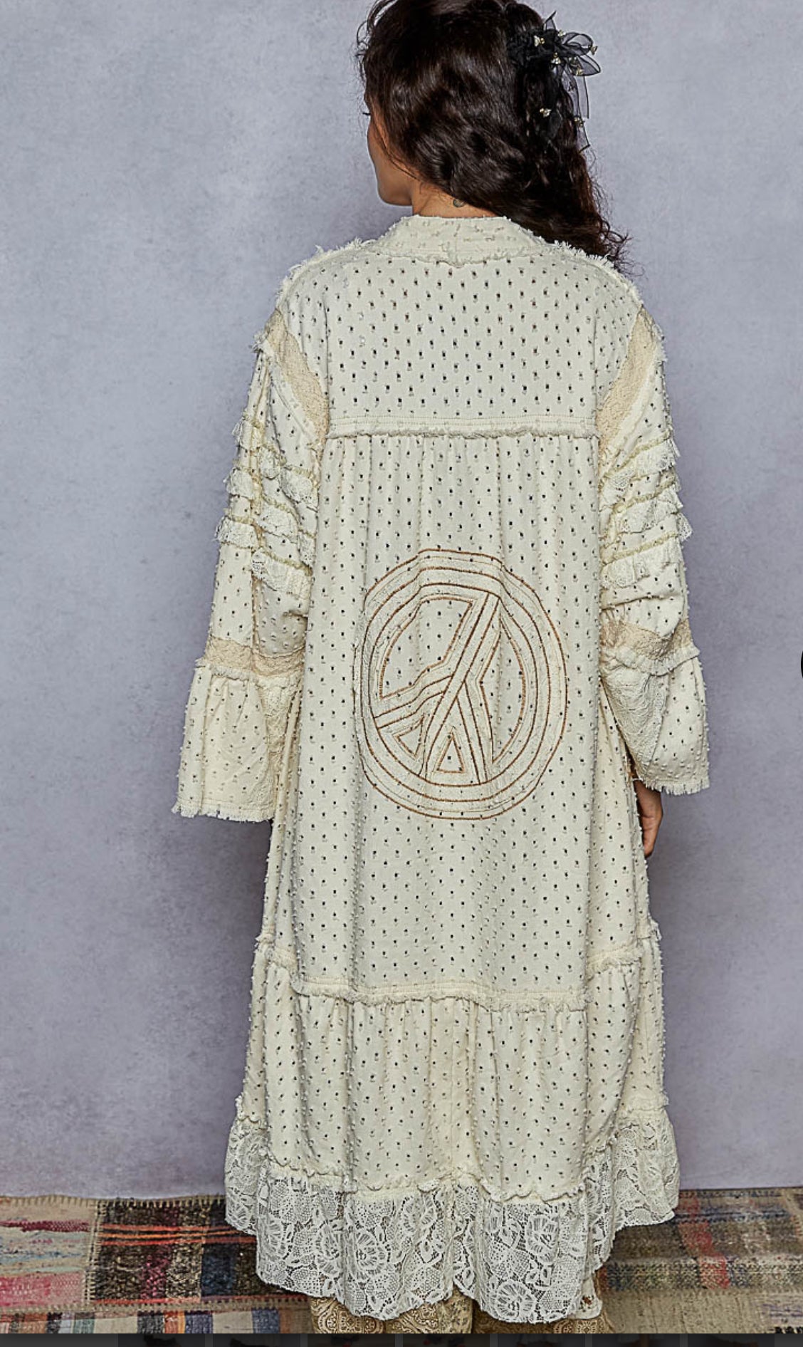 Boho Peace Patch Lace Cardigan