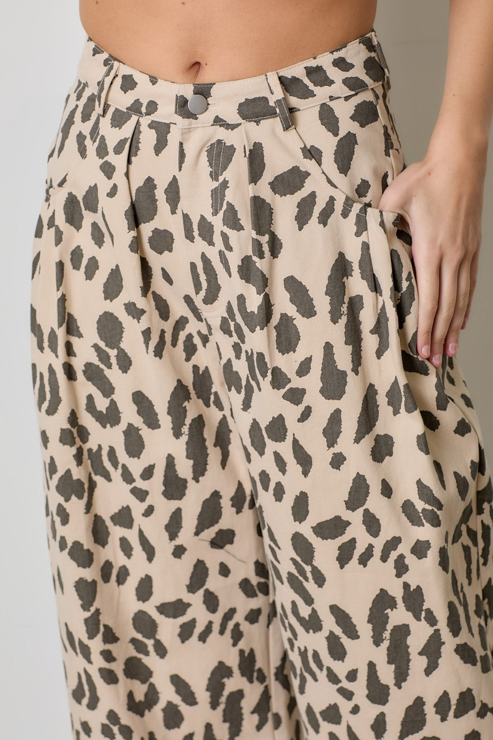Wide Leg Leopard Cropped Pant-Plus Size