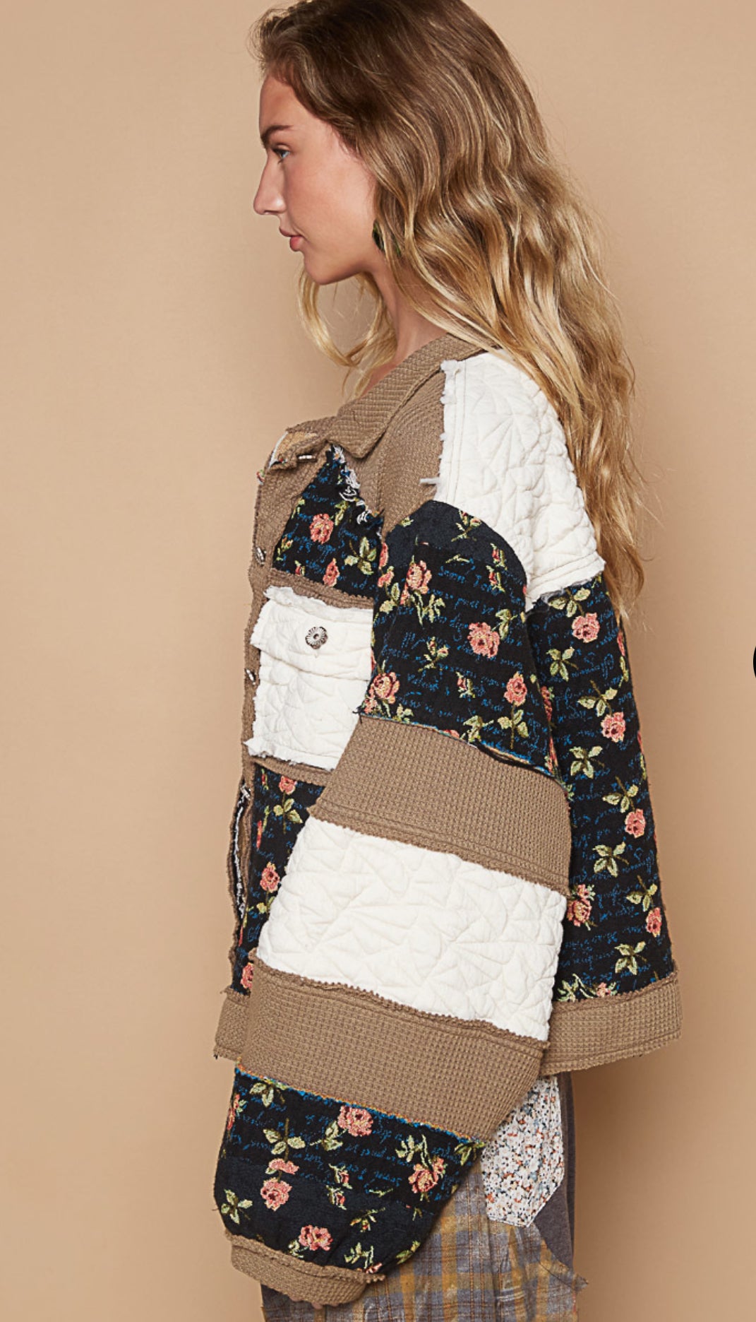 Vintage Washed Quilted Floral Patchwork Jacket