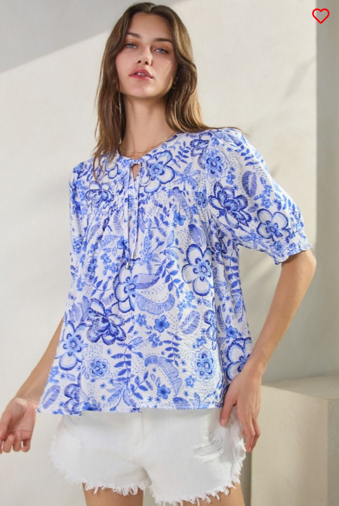 Summer resort printed short sleeve blouse