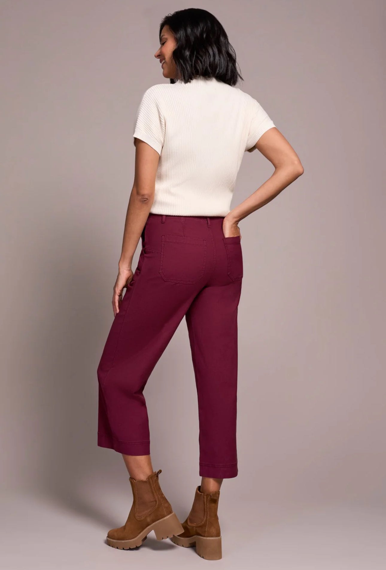 Sophia Button Fly Wide Crop Jeans