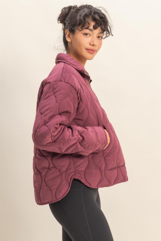 Quilted Zip Front Pullover – Cozy