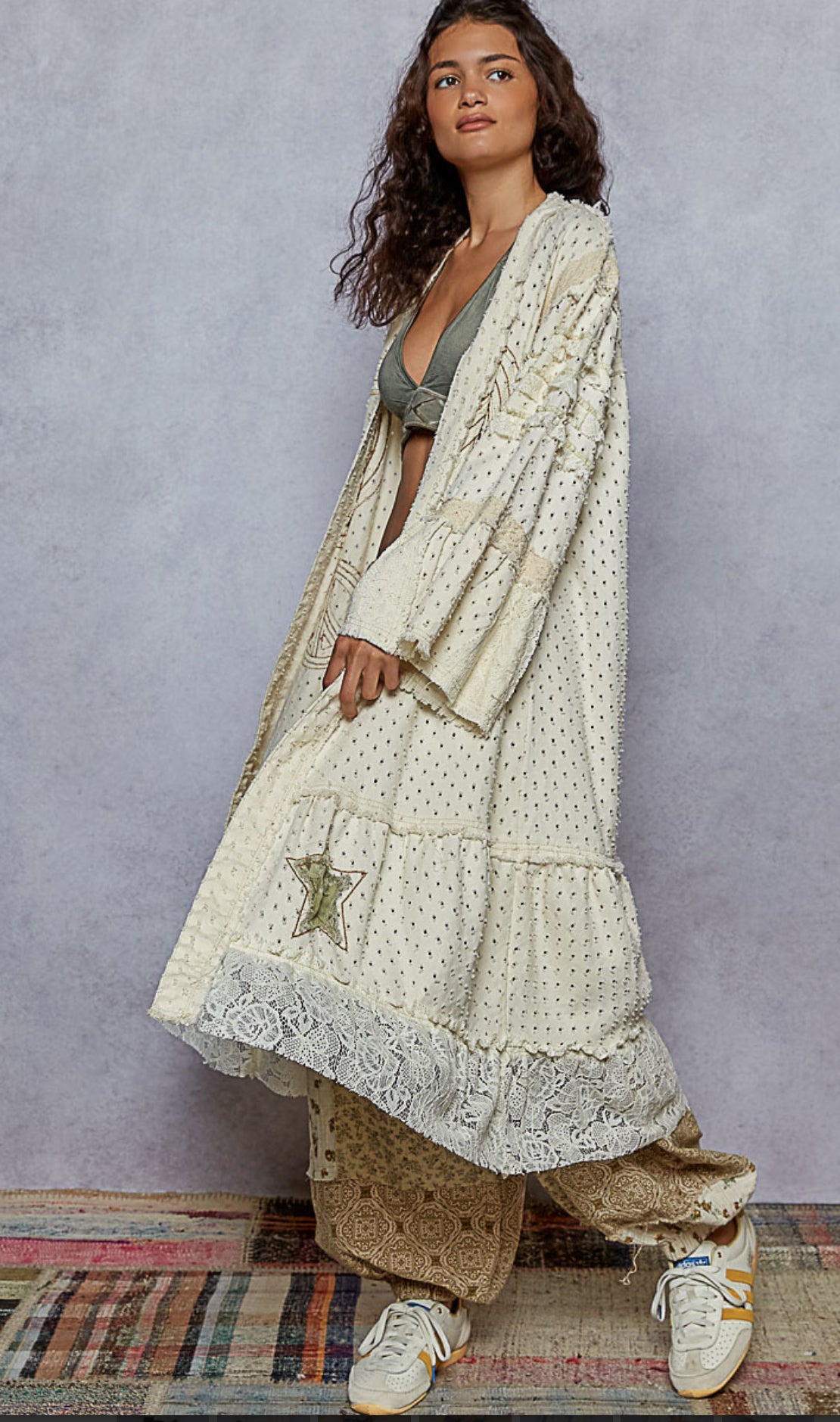 Boho Peace Patch Lace Cardigan