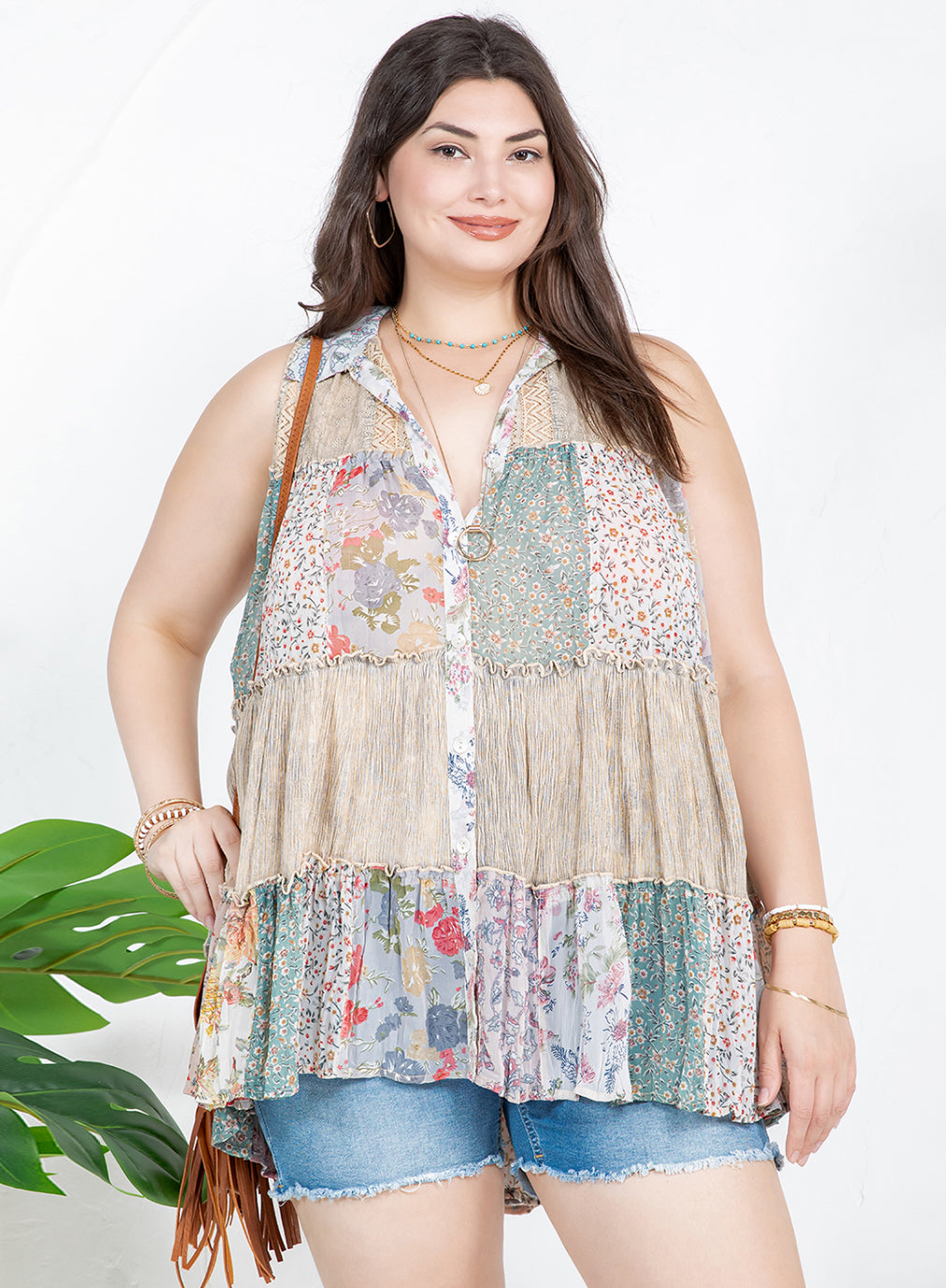 Boho Basil Patchwork Button – Tunic
