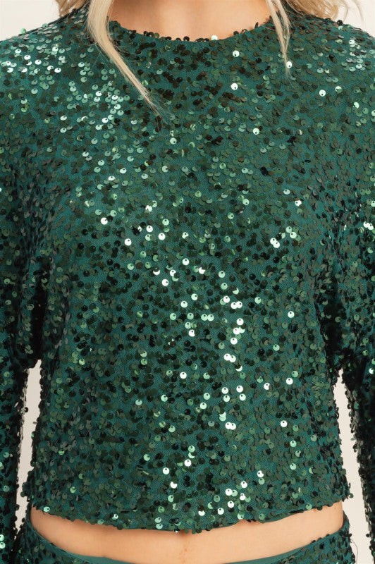Sequin Holiday Long Sleeve Top