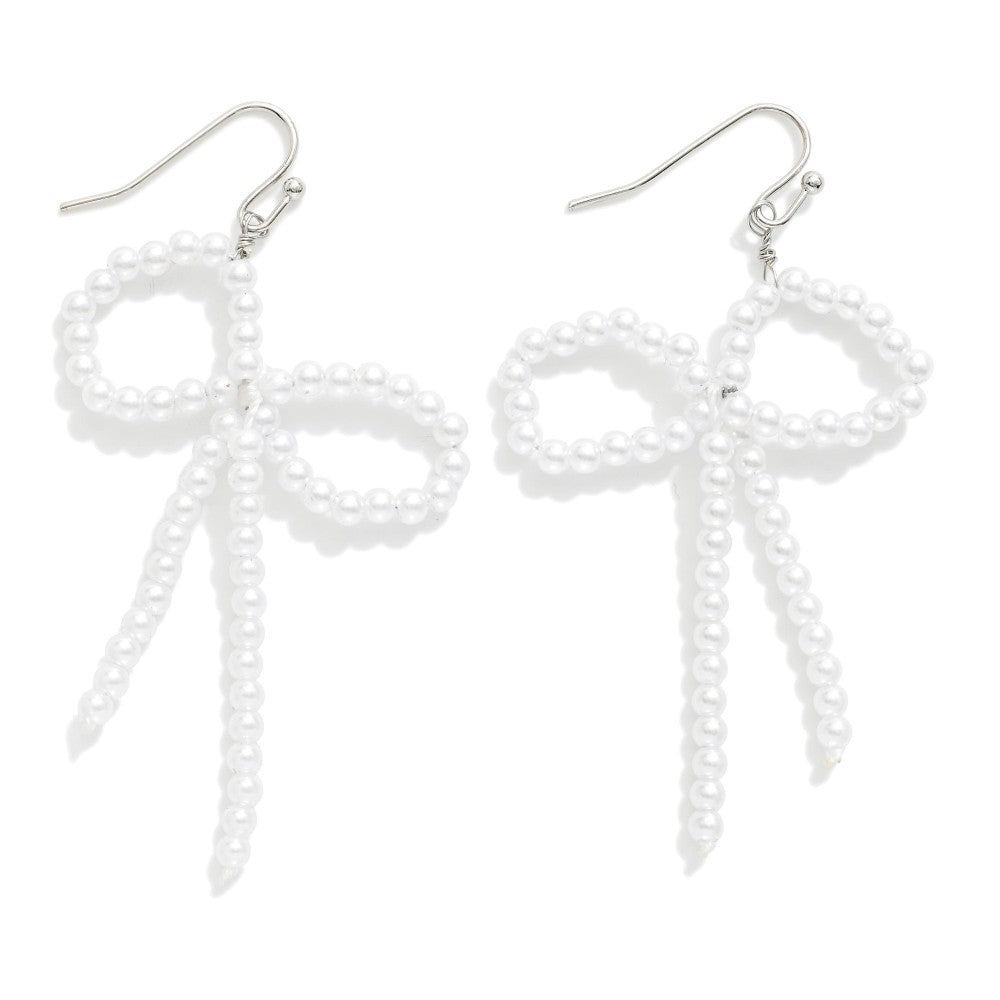 Pearl Bow Dangle Earrings