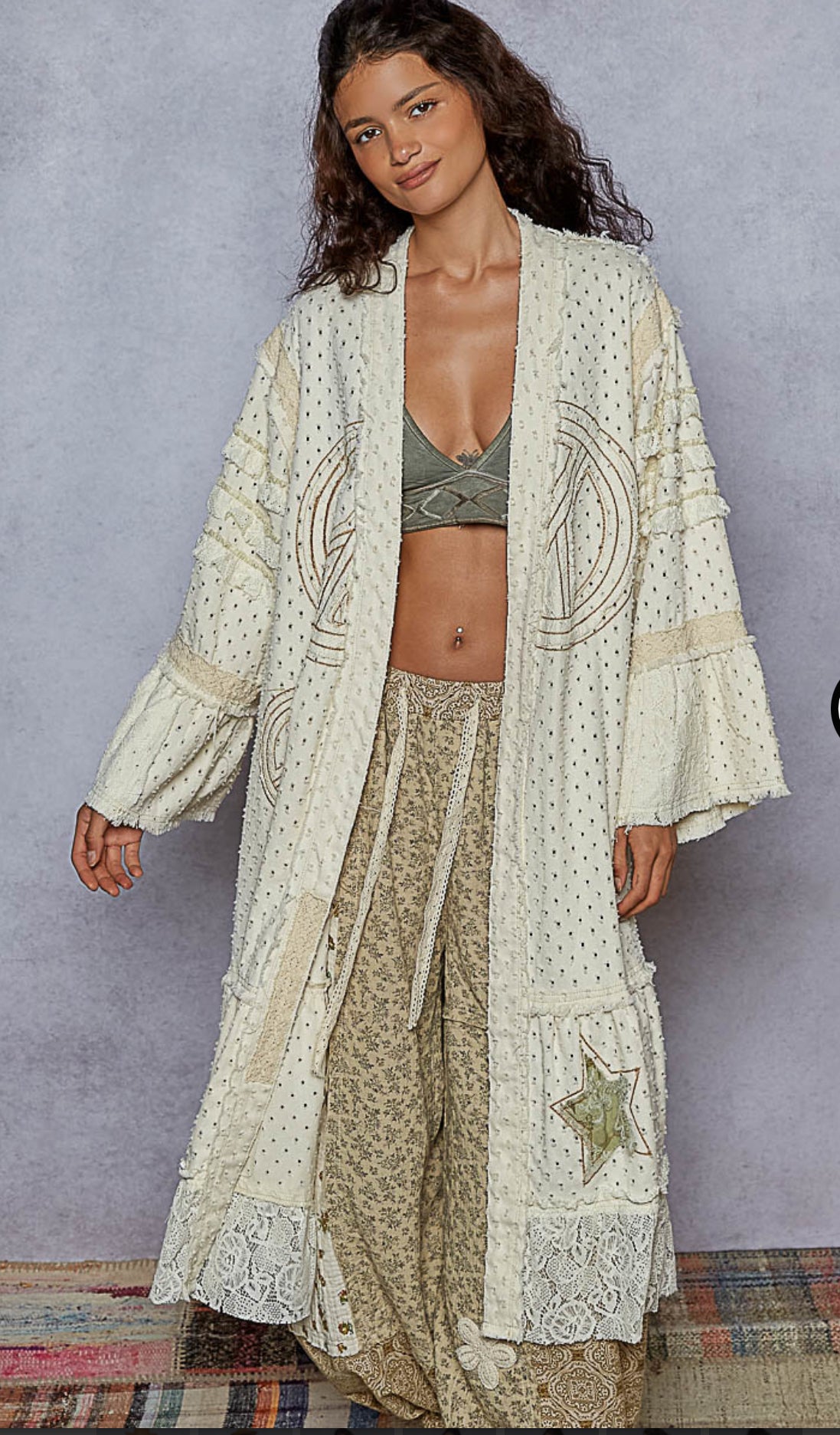 Boho Peace Patch Lace Cardigan