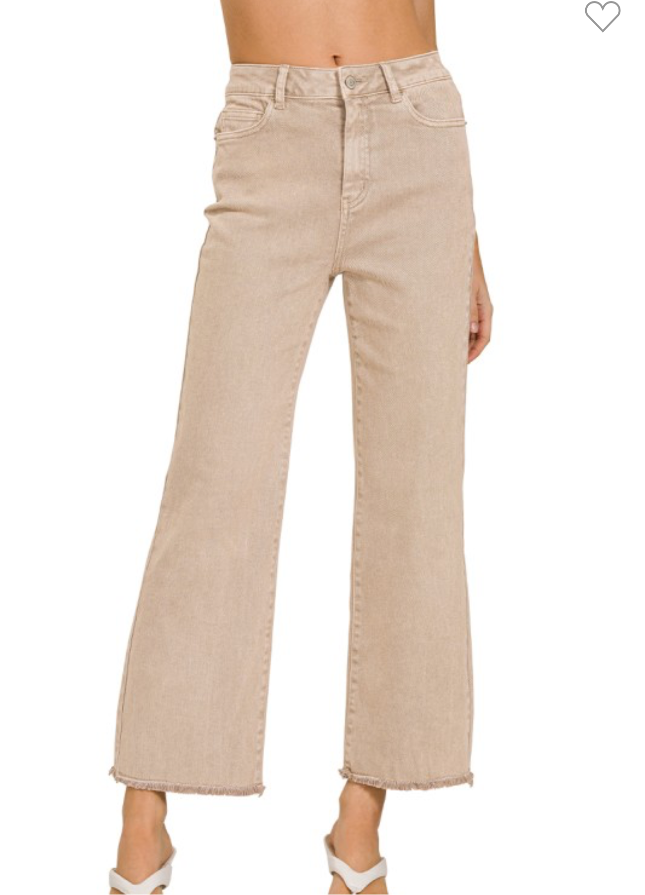 Acid Wash High Waisted Frayed Hem Straight Pants