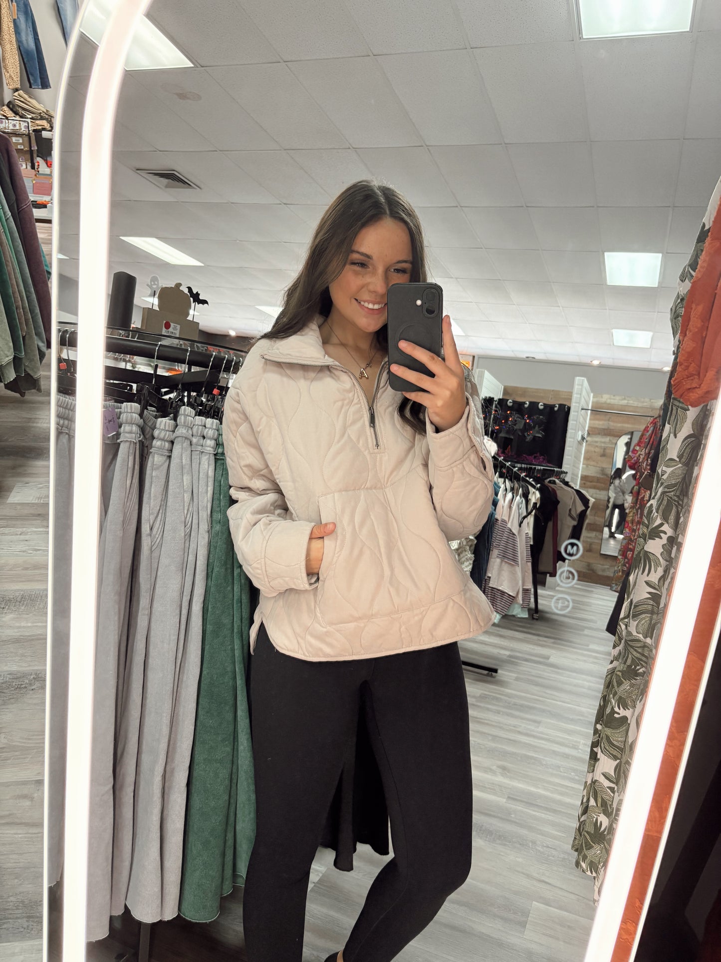Quilted Zip Front Pullover – Cozy