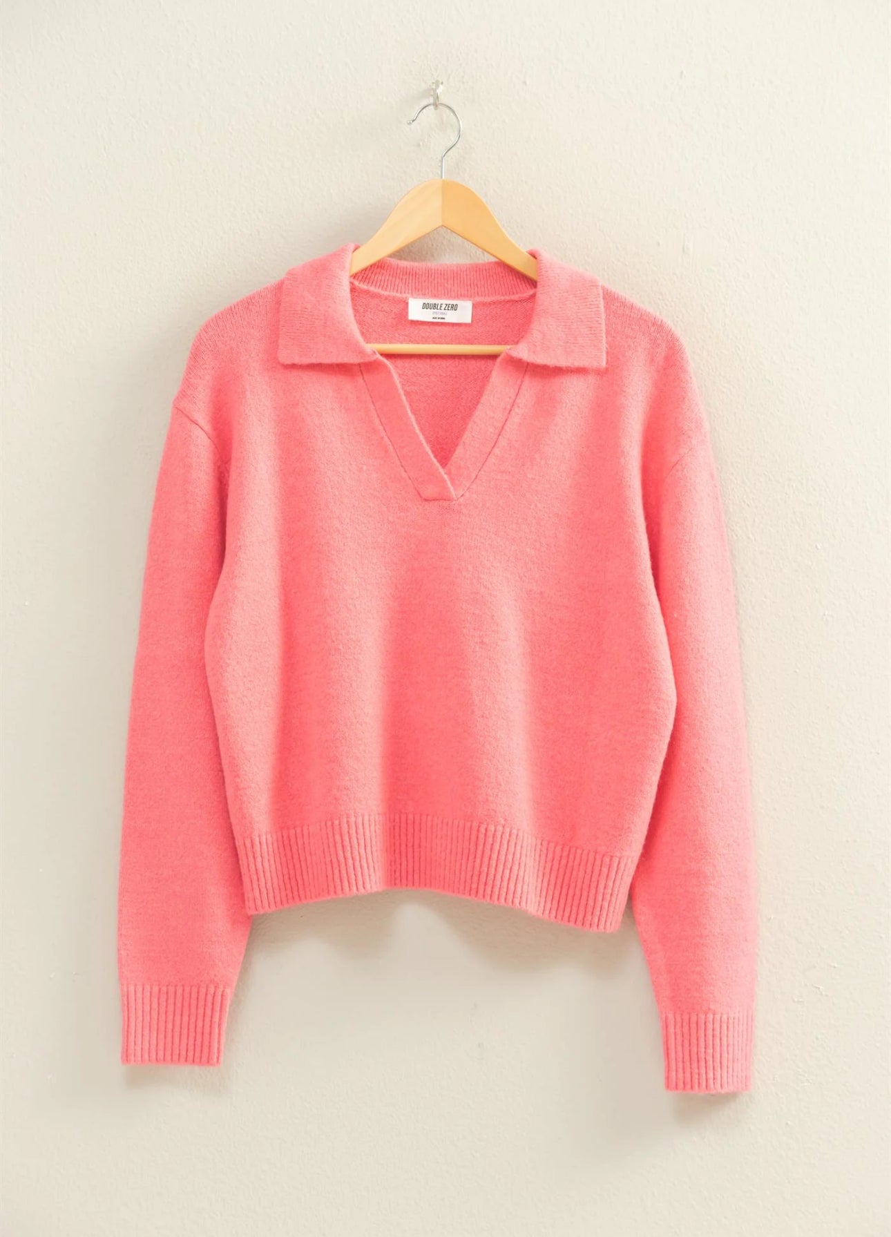 V-Neck Collared Knit Sweater