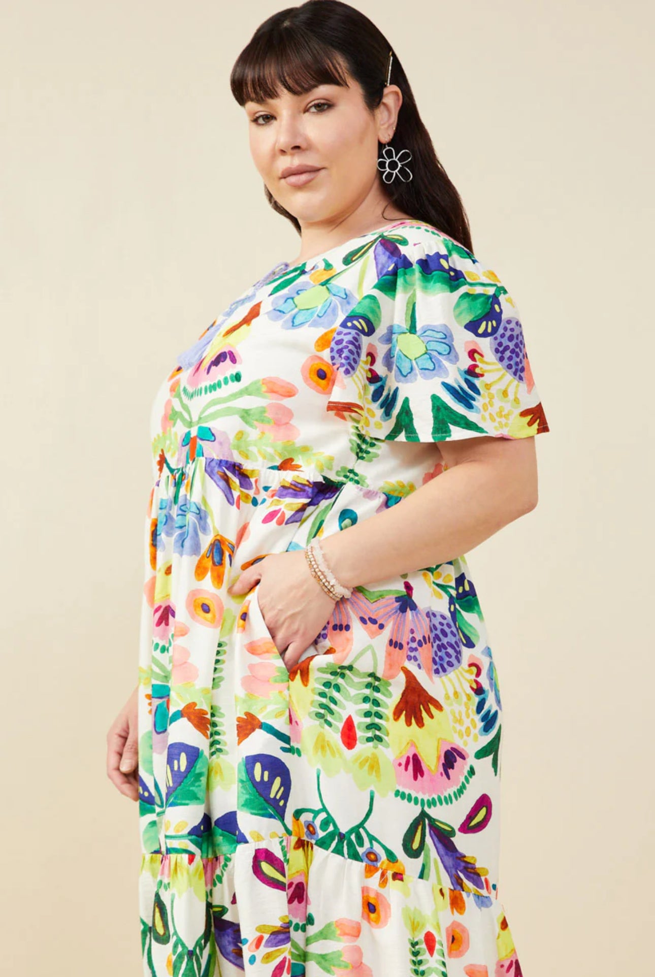 Womens Mixed Floral Print Dress