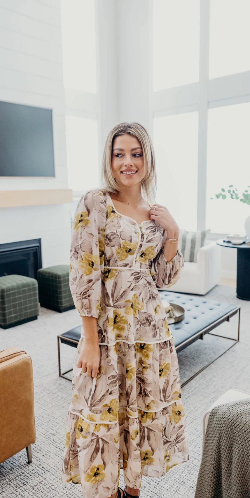 Floral Tiered Midi Dress