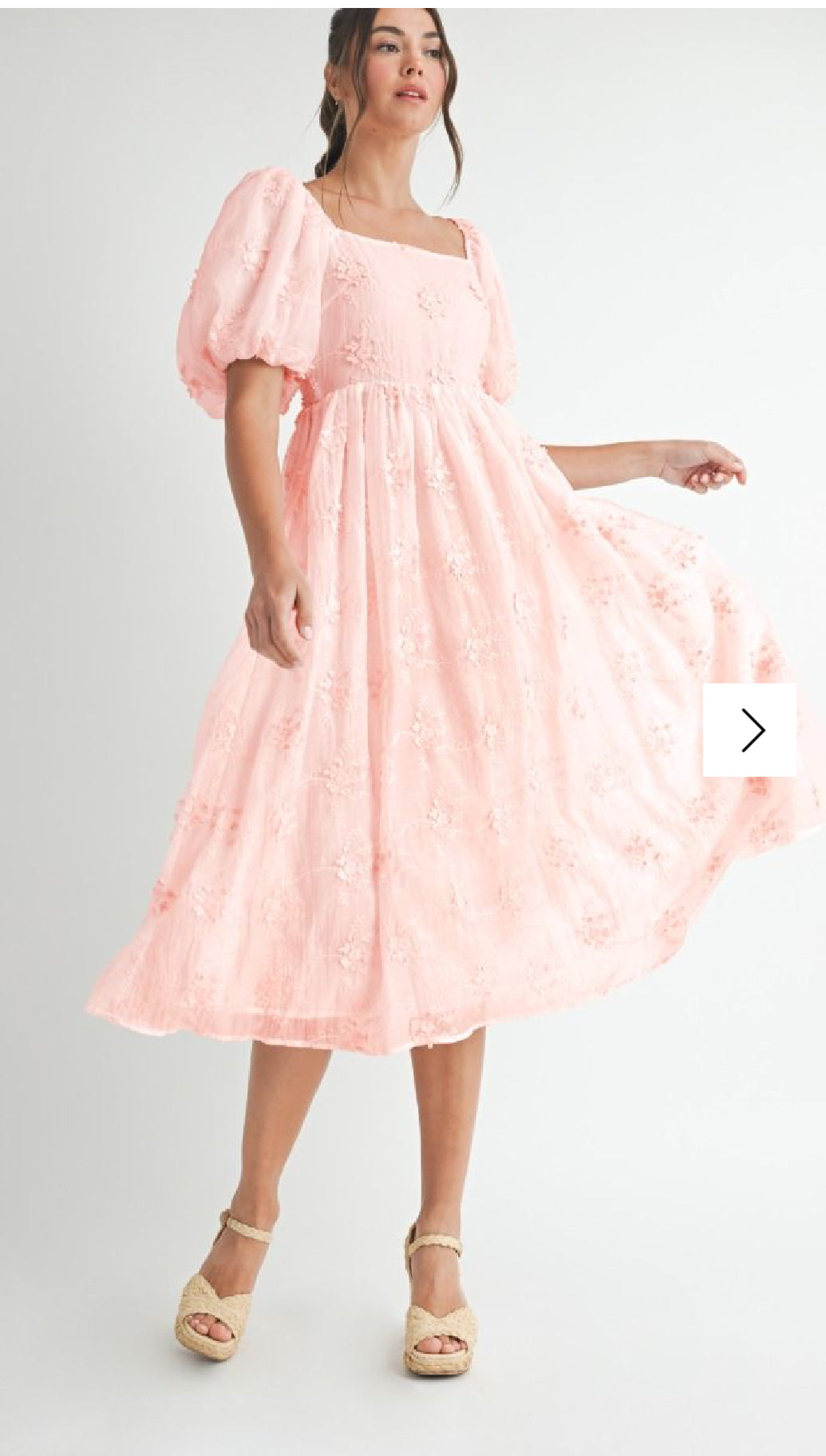 Embroidered Short Sleeve Midi Dress