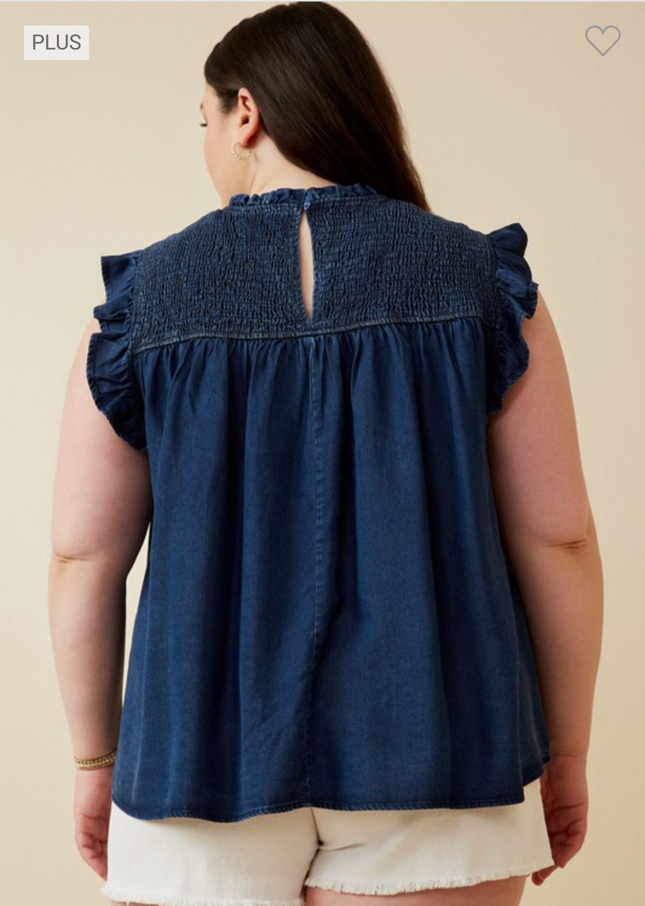 Women’s Washed Denim Smocked Tank