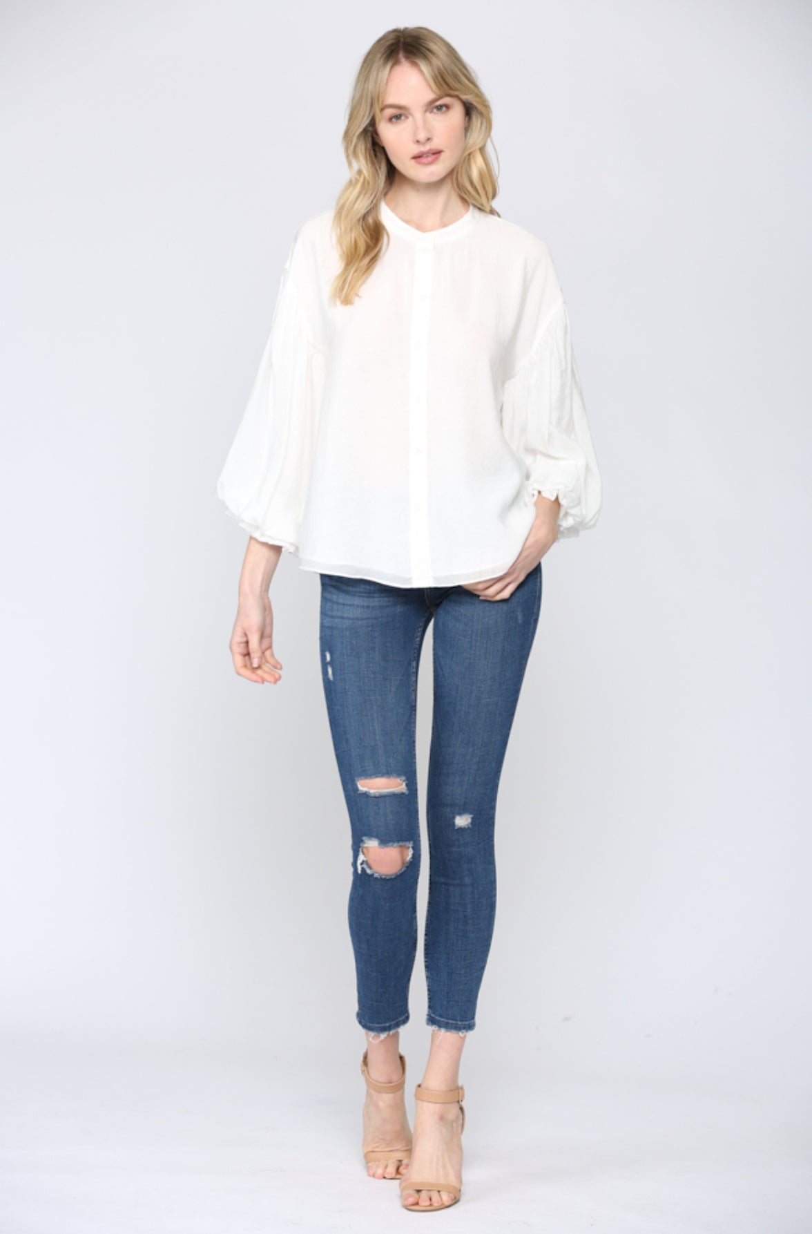 Puff Sleeve Button Down Shirt
