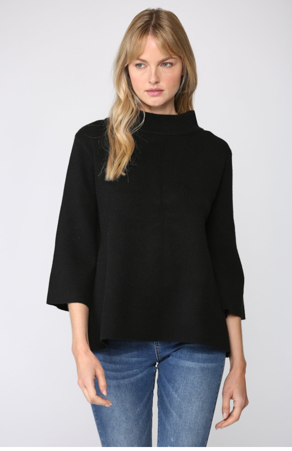 Mock Neck Pullover Bell Sleeve Sweater - Talk of the Town