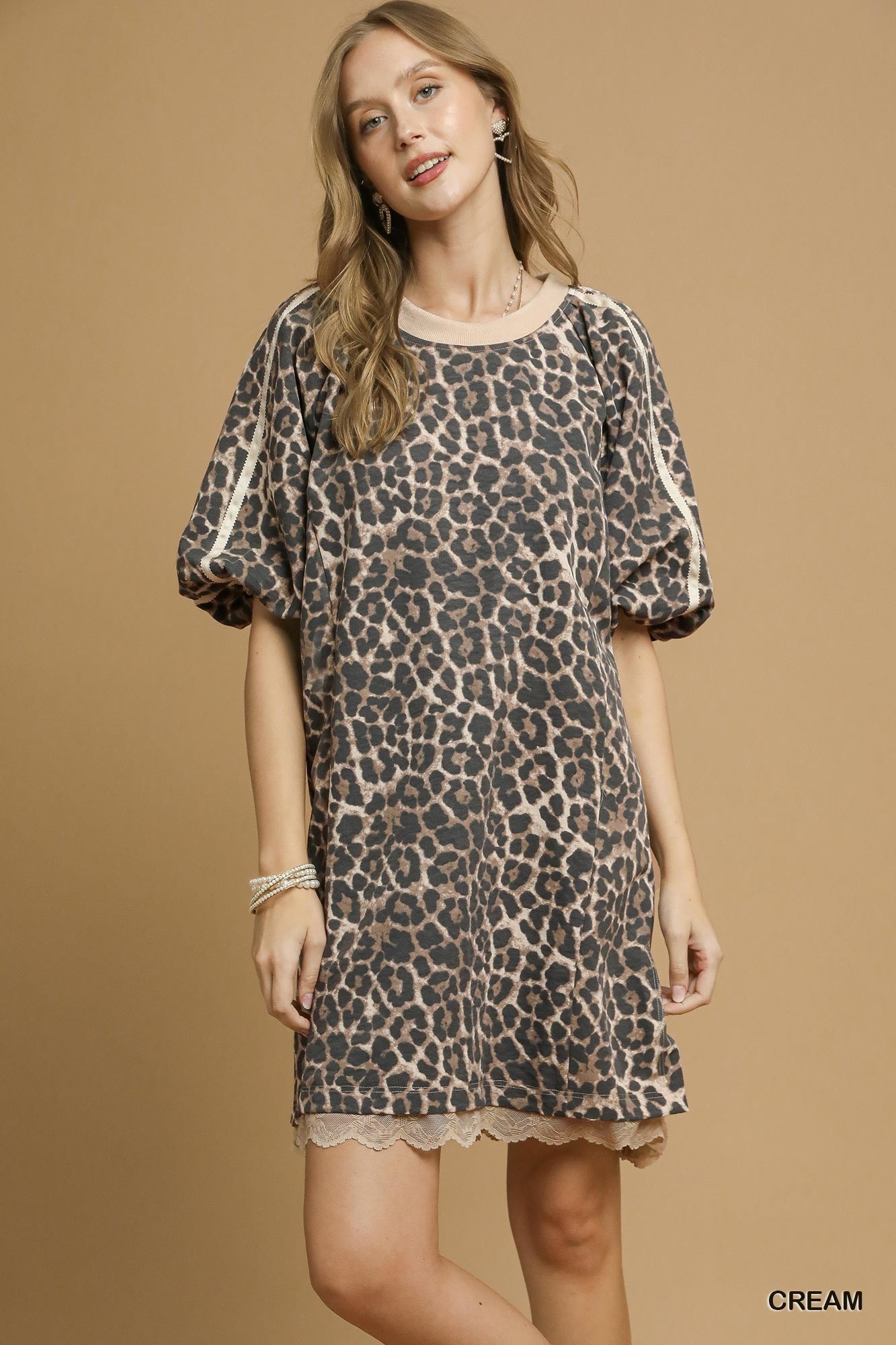 Leopard Print Puff Sleeve Dress