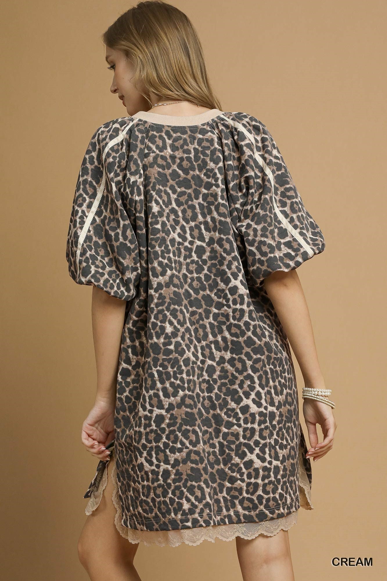 Leopard Print Puff Sleeve Dress