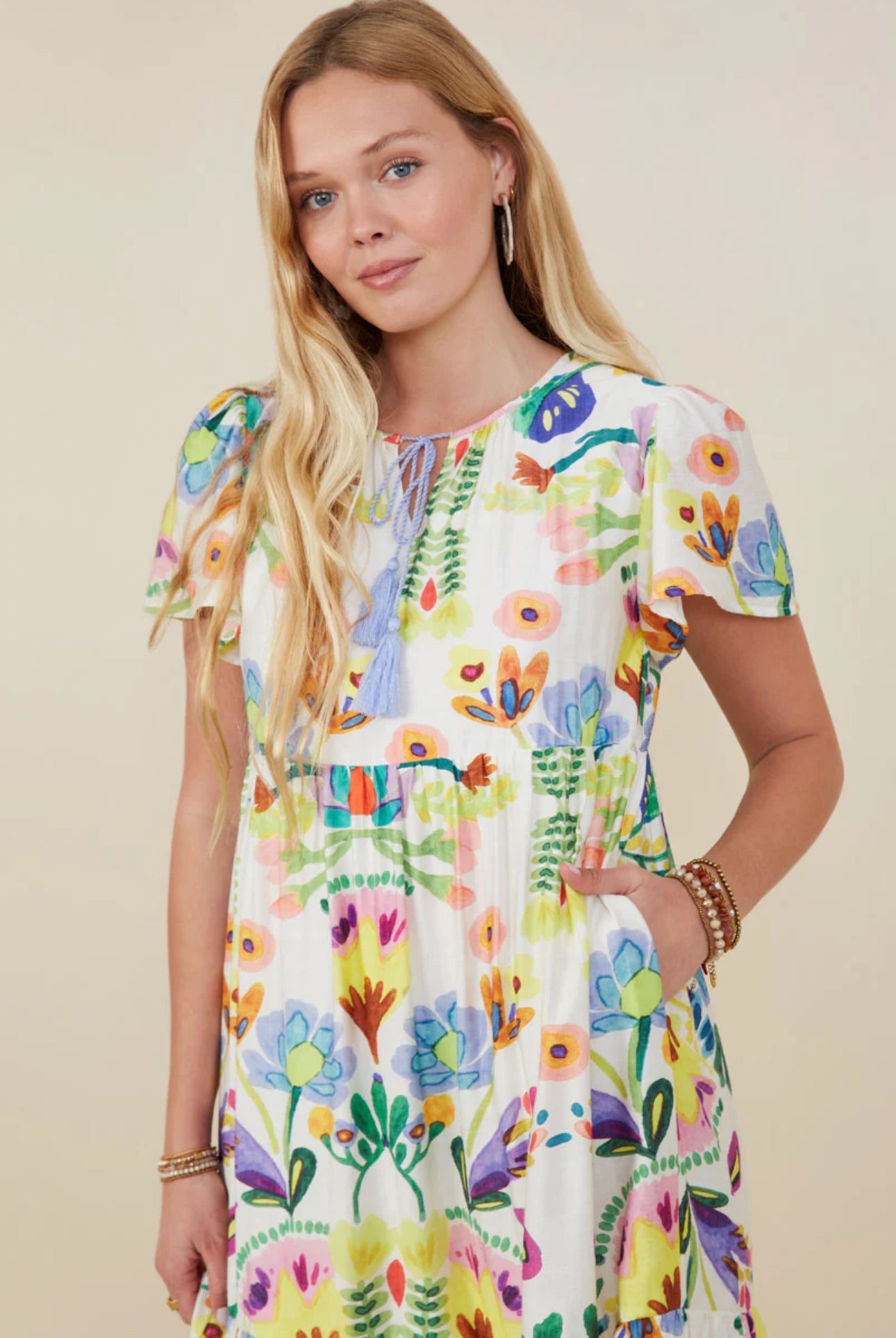 Womens Mixed Floral Print Dress