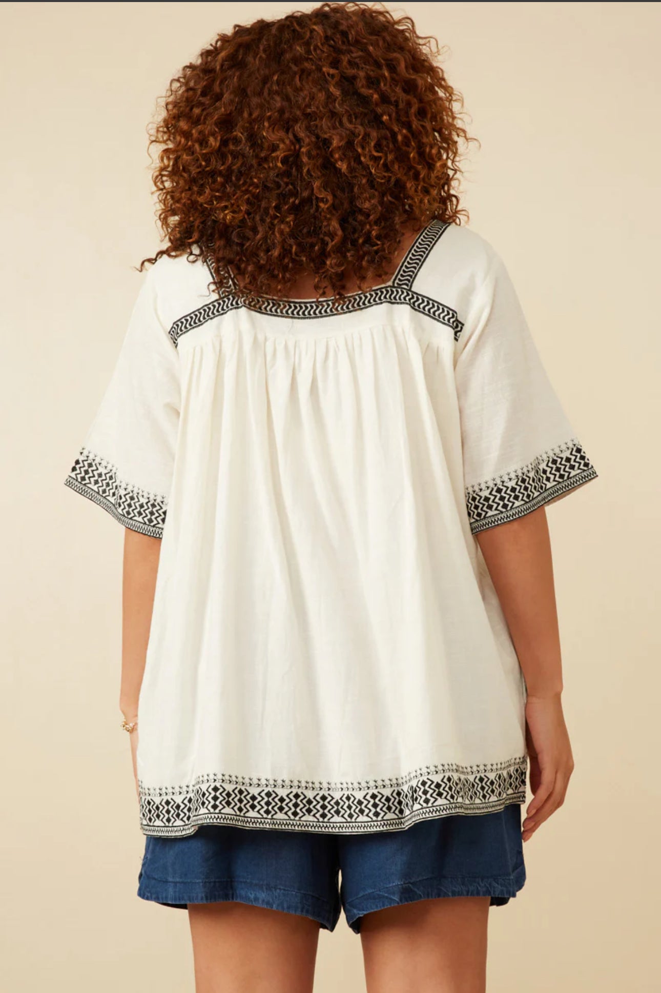 Embroidered Square Neck Top