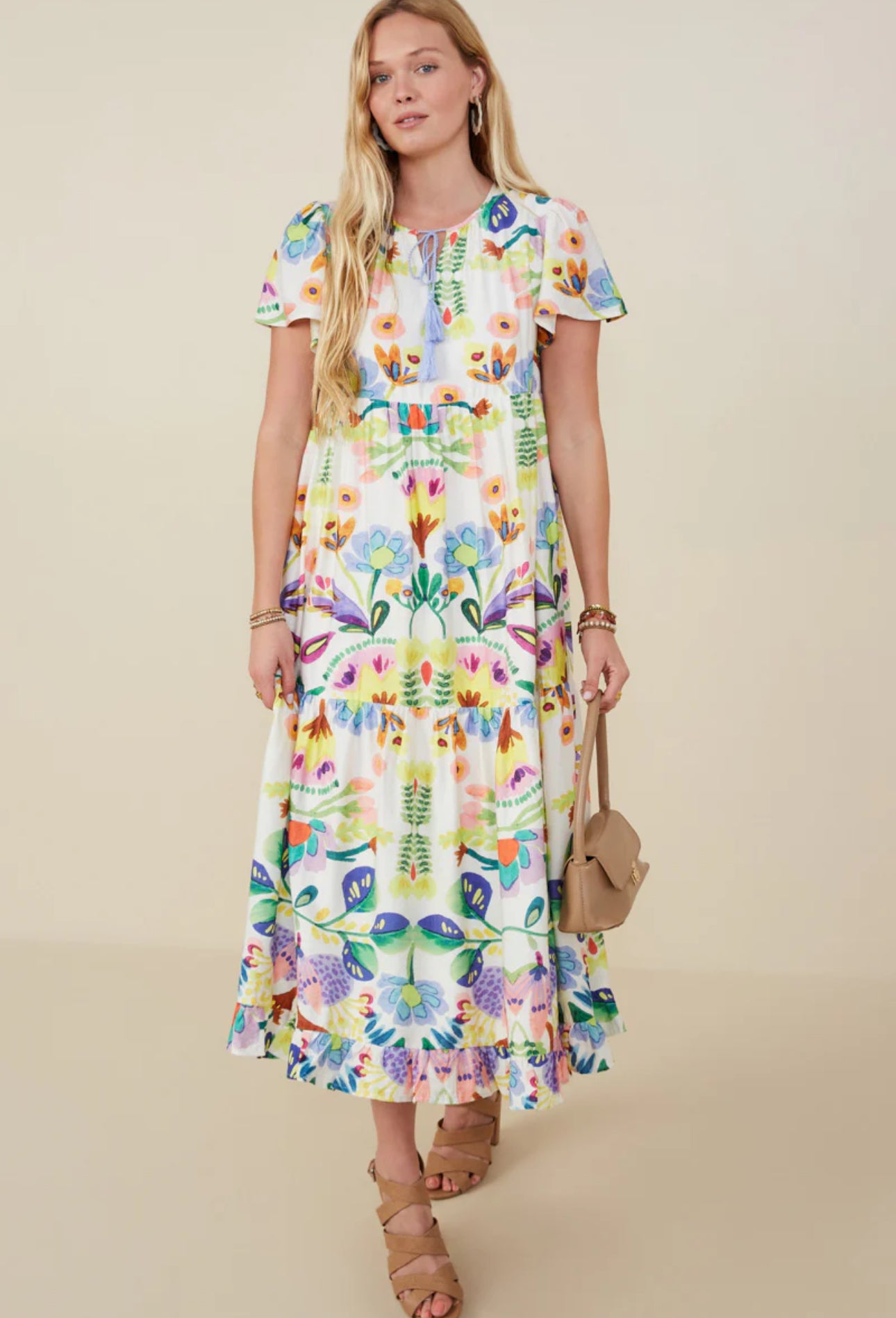 Womens Mixed Floral Print Dress