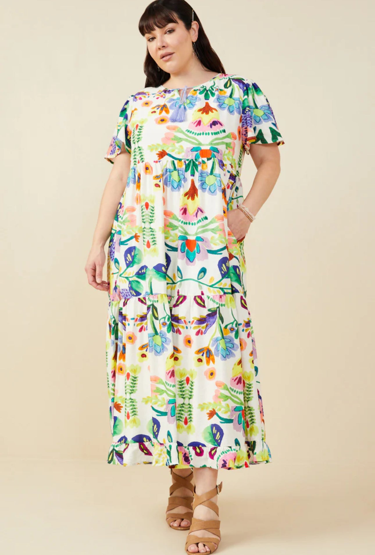 Womens Mixed Floral Print Dress