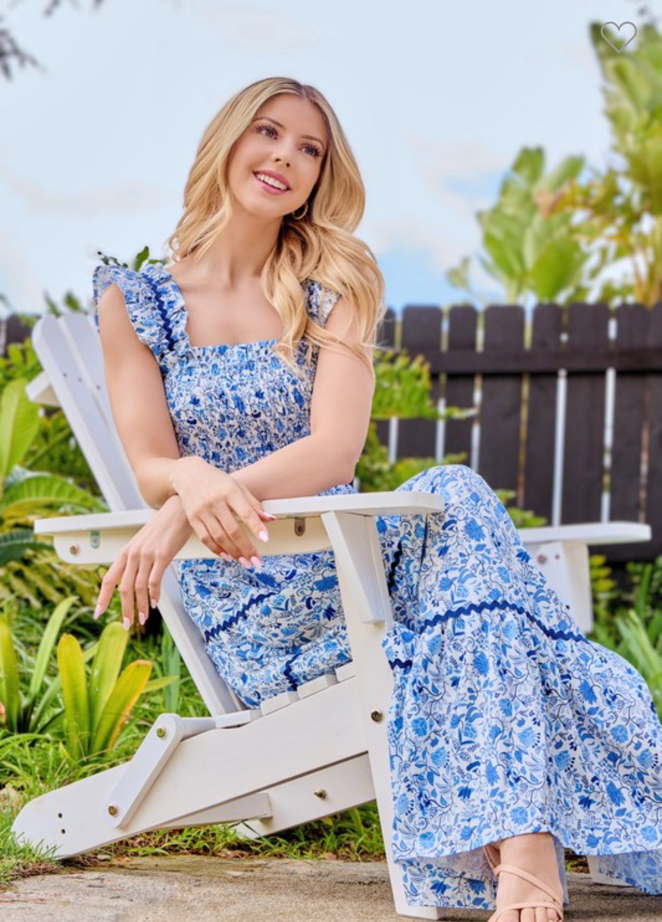 Blue Floral Tiered Dress