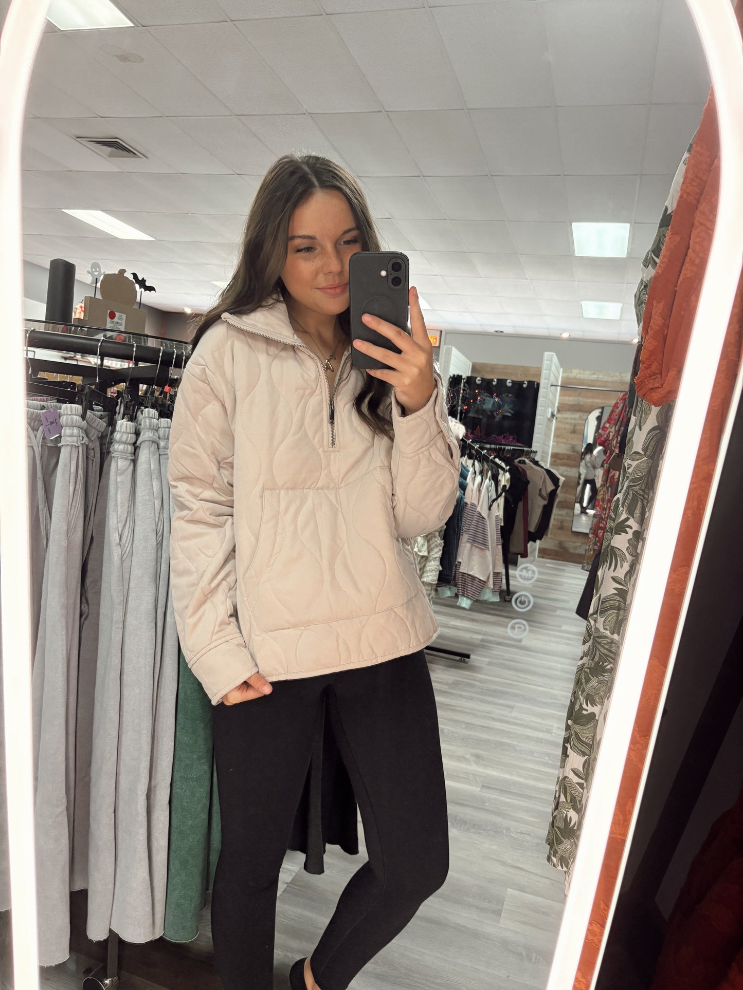 Quilted Zip Front Pullover – Cozy