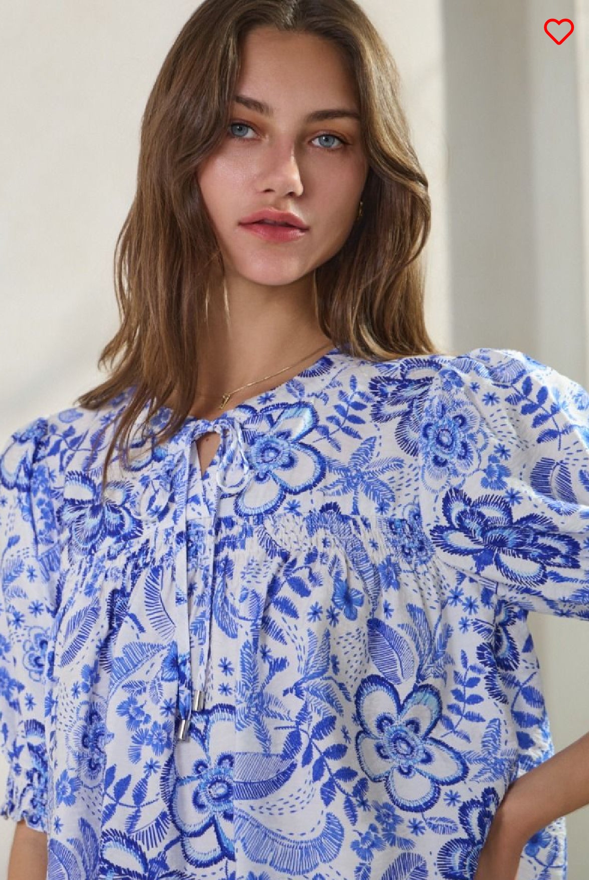 Summer resort printed short sleeve blouse